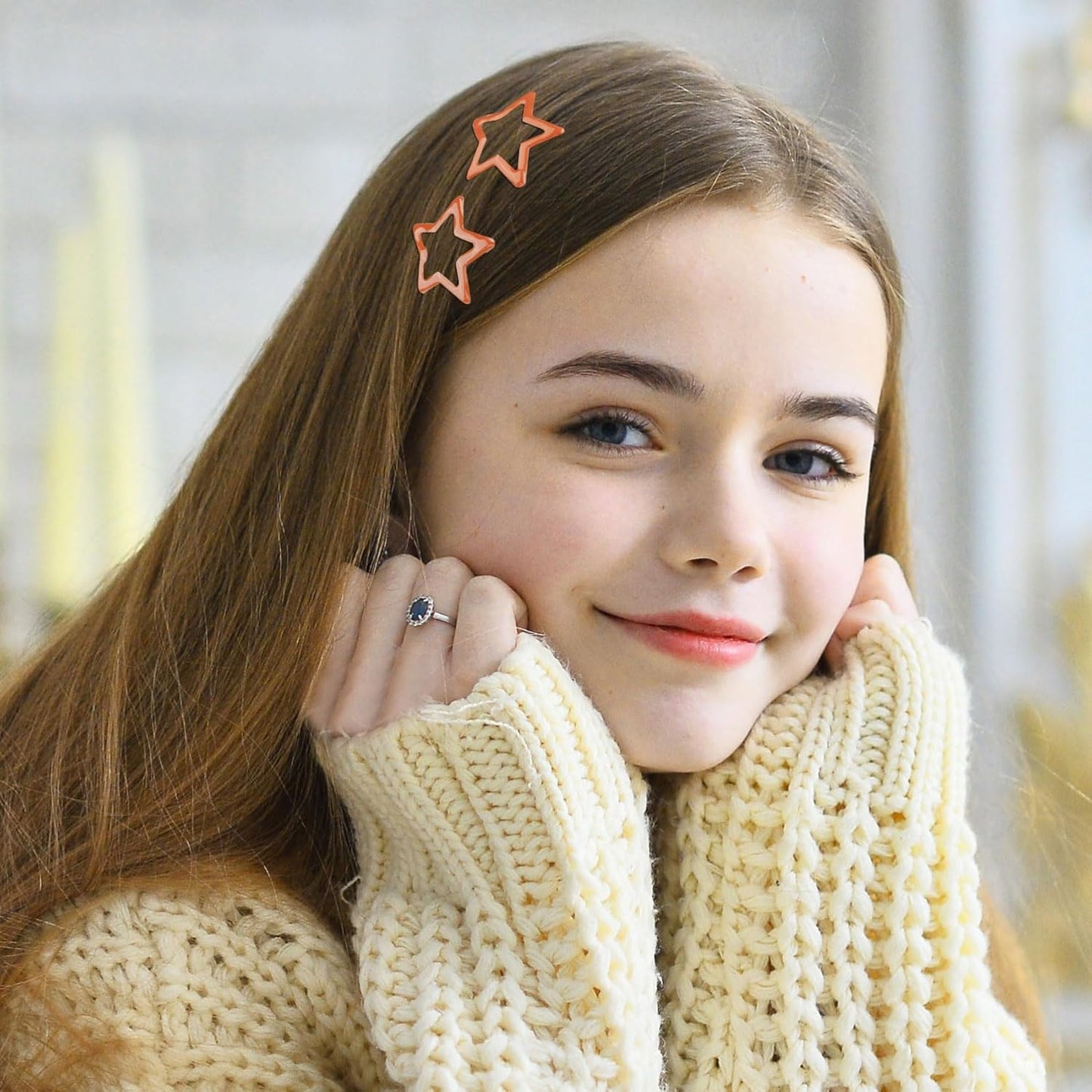 Joez Wonderful 20 Pcs Star Hair Clips, 1.18"/3cm Metal Snap Hair Clips, Cute Star Clips Hair Barrettes, Non-Slip Fashion Hair Accessories for Women (Orange)