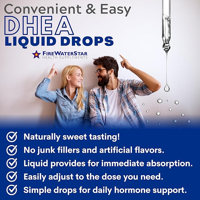 FWS DHEA Liquid Drops - Pure DHEA Supplement for Men and Women - Adjustable Dosing 5mg 10mg 25mg 50mg - Supports Hormone Balance, Vitality, Motivation, Energy, Healthy Aging