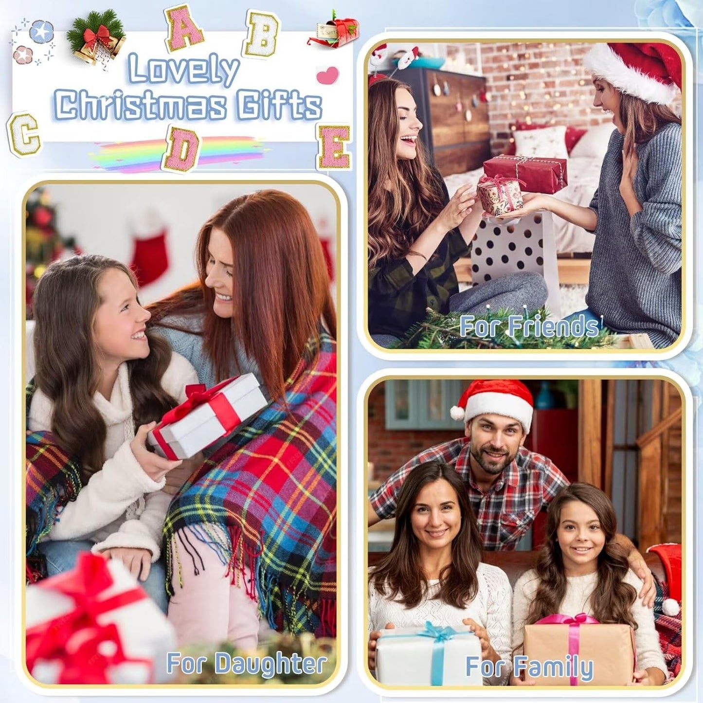 TOPEAST Gifts for Friends Female Mom, Cute Makeup Bag Small Pink Cosmetic Bag Travel Toiletry Bag, Personalized Birthday Gift for Women Girl, Preppy Travel Stuff for Girls (Sky Blue C)