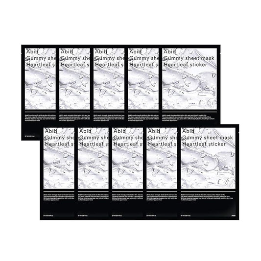 Abib Gummy Sheet Mask Heartleaf Sticker 10 Sheets I CICA Soothing for Sensitive and Dry Skin, Refreshing and Hydrating Korean Facial Mask