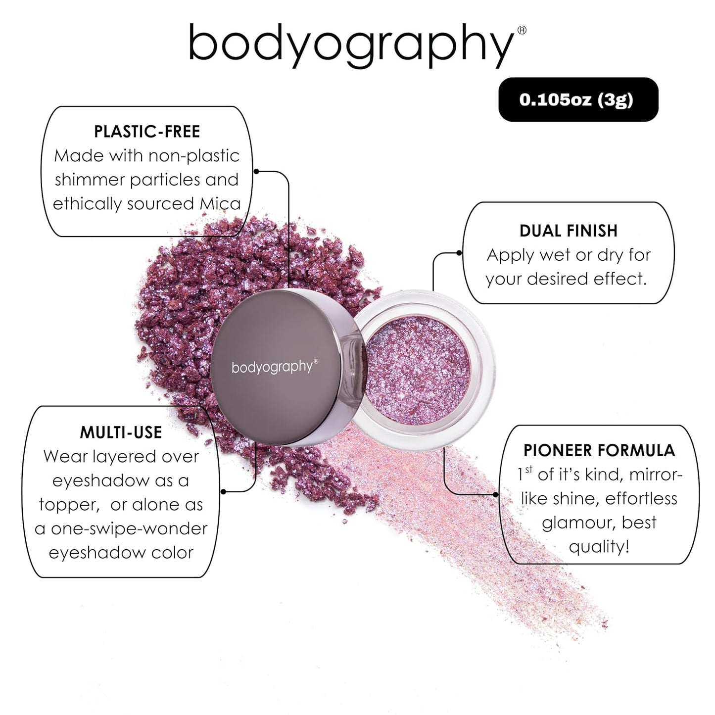 Bodyography Glitter Pigment - Stratus Champagne Pink for Women - 0.105 oz Eye Shadow