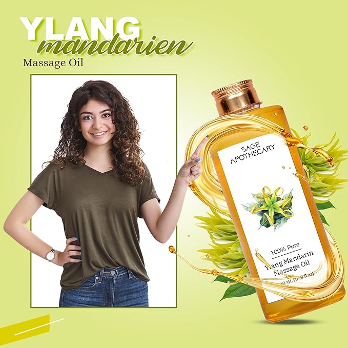 Ylang & Mandarin Massage Oil for Relaxed & Replenished Skin | No Parabens & Sulphates | Cruelty Free & Vegan Pure Natural Ingredients 500 ml