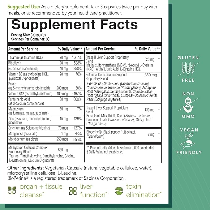 EcoNugenics ecoDetox Supplement for Liver Detox B12, Magnesium 90 Capsules