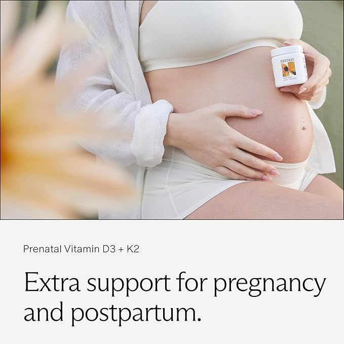 Needed. Expertly-Formulated Prenatal Vitamin D3/K2 | for Fertility, Pregnancy Breastfeeding, and Postpartum, Healthy Immunity and Bone Development, Supports Breast Milk Vitamin D Levels | 60 Capsules