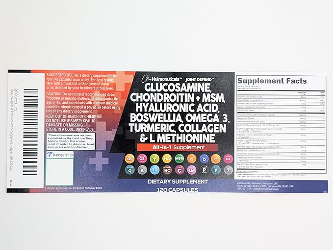 Clean Nutraceuticals Glucosamine Chondroitin MSM 1500mg with Turmeric Curcumin, Collagen, Hyaluronic Acid, Omega 3 – Joint Health Supplement for Men & Women – Joint Complex – 120 Count