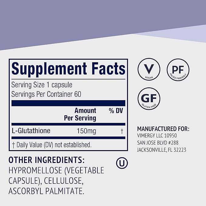 Vimergy Glutathione Capsules, 60 Servings –