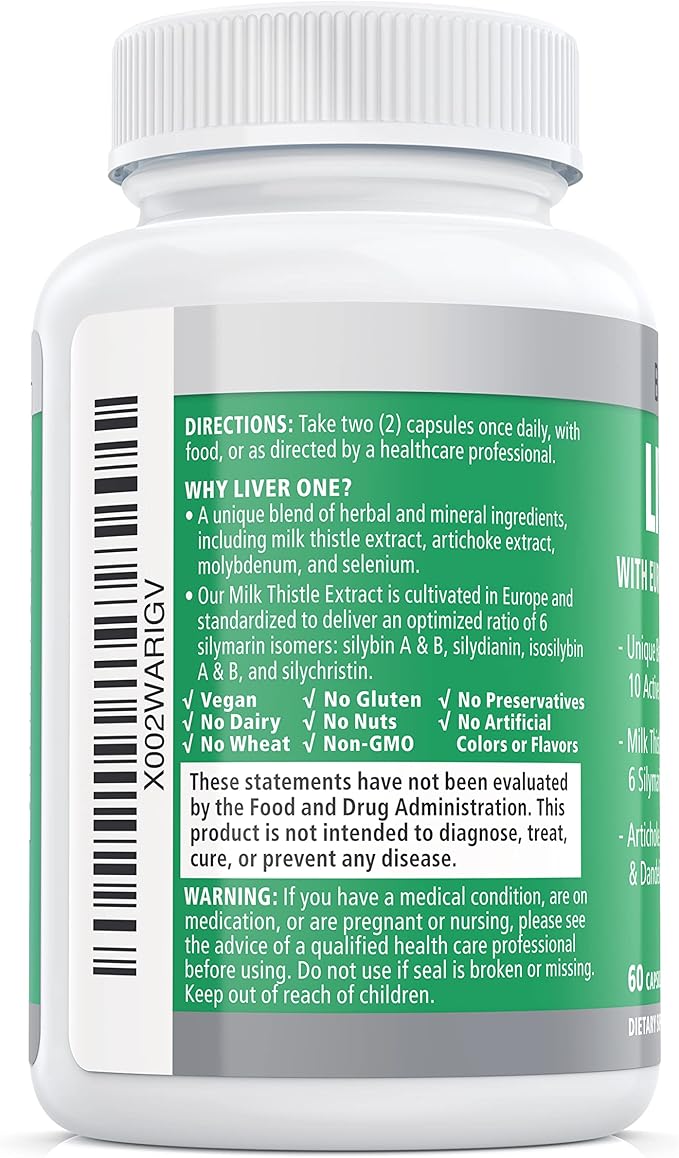 Liver One Supplements 10 Natural 30 Day