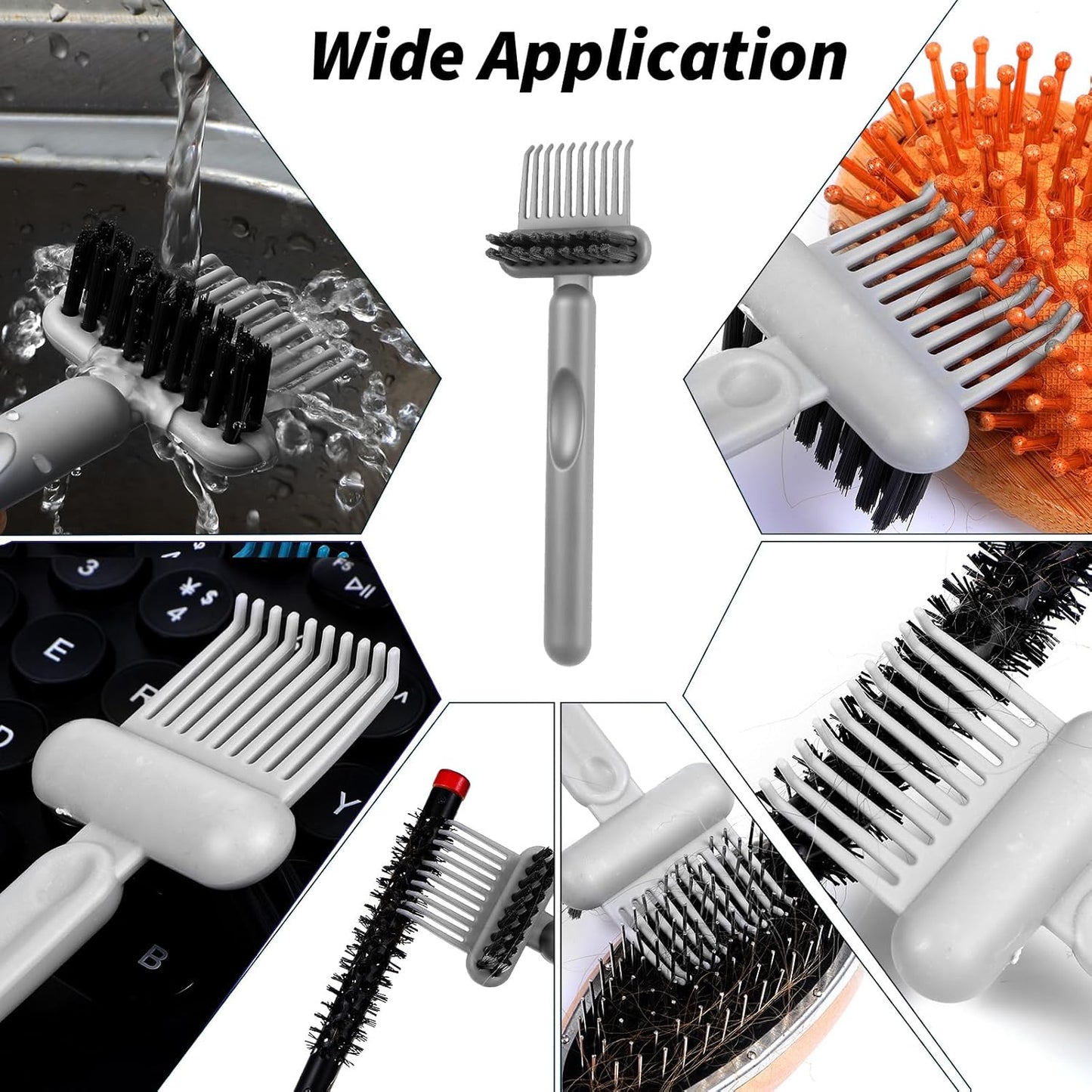 2Pcs 2-in-1 Hair Brush Cleaner and Remover Tools, Dual-Sided Comb Effective Hairbrush Cleaner for Removing Hair and Dust Home Salon Travel Use(Grey)