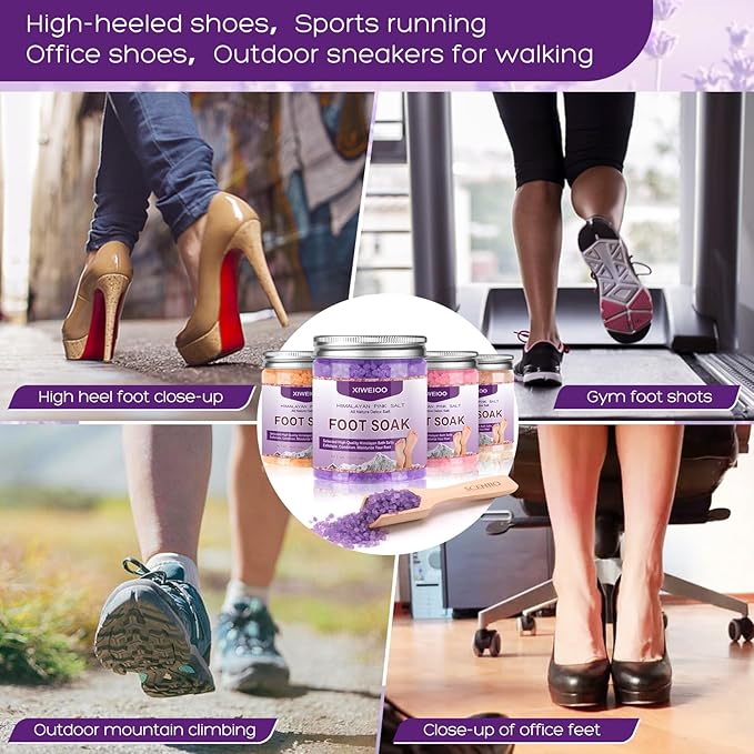 Tea Tree Oil Foot Soak Stubborn Foot Odor, Athletes Lavender Foot Soak with Pure Epsom Salt Soak Pedicure Salt Athletes Foot & Stubborn Foot Bath Salt Softens Calluses & Soothes Foot Care spaโฆ