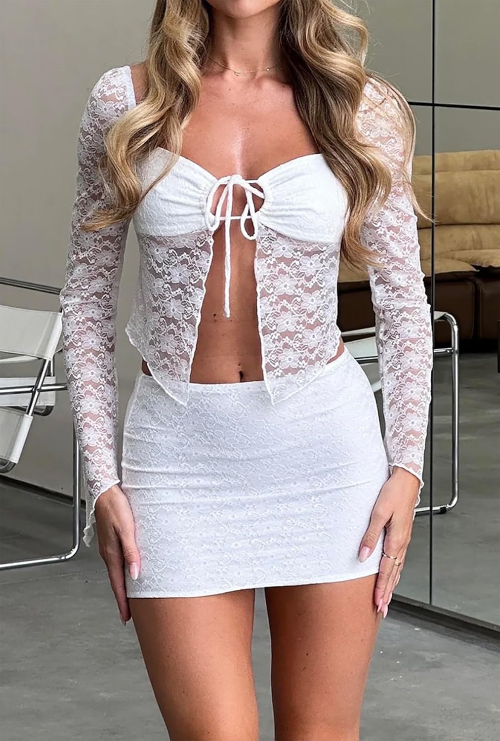 Women's White Mini Skirt Mid-Waist Stretch Fitted Bodycon Short Mini Skirts 0022