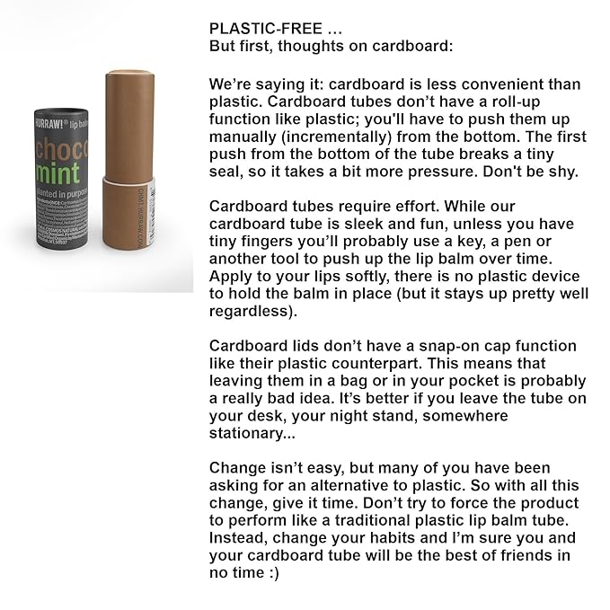 Hurraw! Chocolate & Mint Lip Balm, 3 Pack: Plastic-Free with new cardboard push-up tube. Certified Organic, All Natural Origin, Vegan & Cruelty Free. Gluten, Bee, Shea, Soy & Palm Free. Made in USA