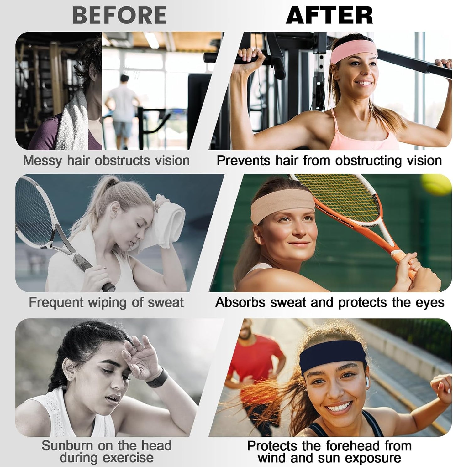 10 PCS Headbands for Women - Fashion Non Slip Cotton Headbands for Women and Men Perfect for Sports and Outdoor Activities in Summer,Including Running, Yoga, Cycling, Gym Workouts