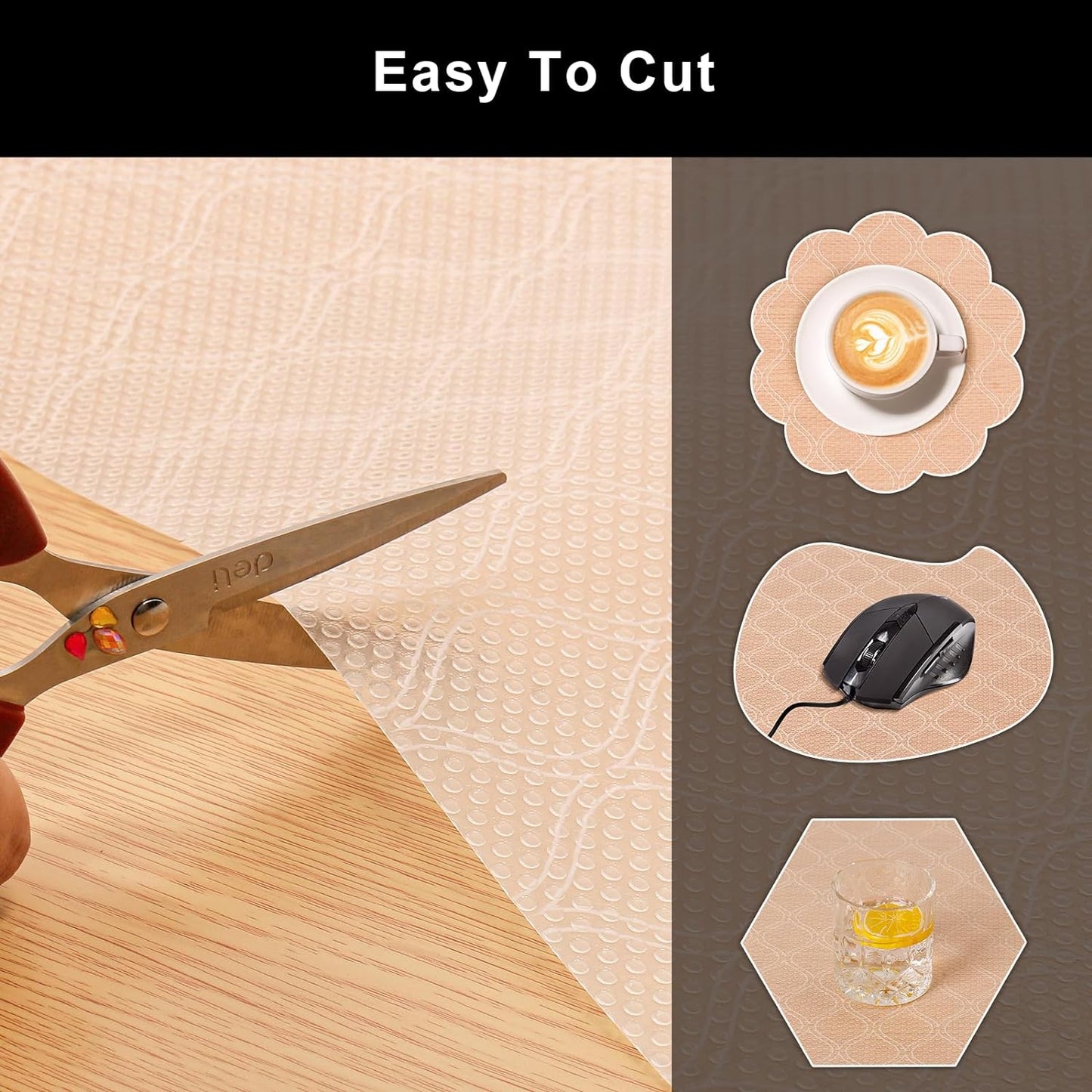 Cooyes Shelf Liner for Kitchen Cabinets Waterproof Kitchen Cupboard Liner Plastic Drawer Mats EVA Material Non Adhesive Fridge Mats for Shelves