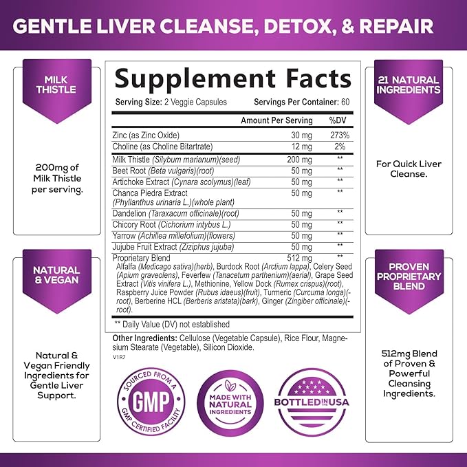 Gentle Liver Cleanse Detox & Repair Formula 120 Capsules