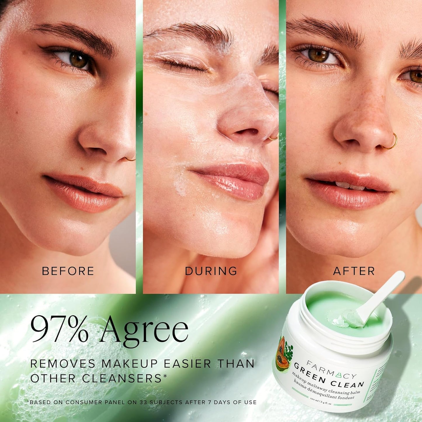 Farmacy Ceramide Face Moisturizer + Cleansing Balm Duo - Travel Size Skin Care Set with Green Clean Makeup Remover Balm + Honey Halo Moisturizer Face Cream (2 Count)