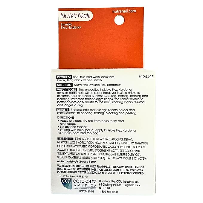 Nutra Nail Invisible Flex Hardener – Instant Protective & Restorative Clear Gel Top Coat Shield for Brittle, Damaged Nails - 0.5 Fl Oz