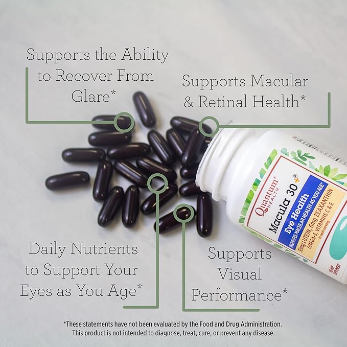 Quantum Health Macula 30+ Eye Health Omega-3, and E|60 Softgels, 30 Day