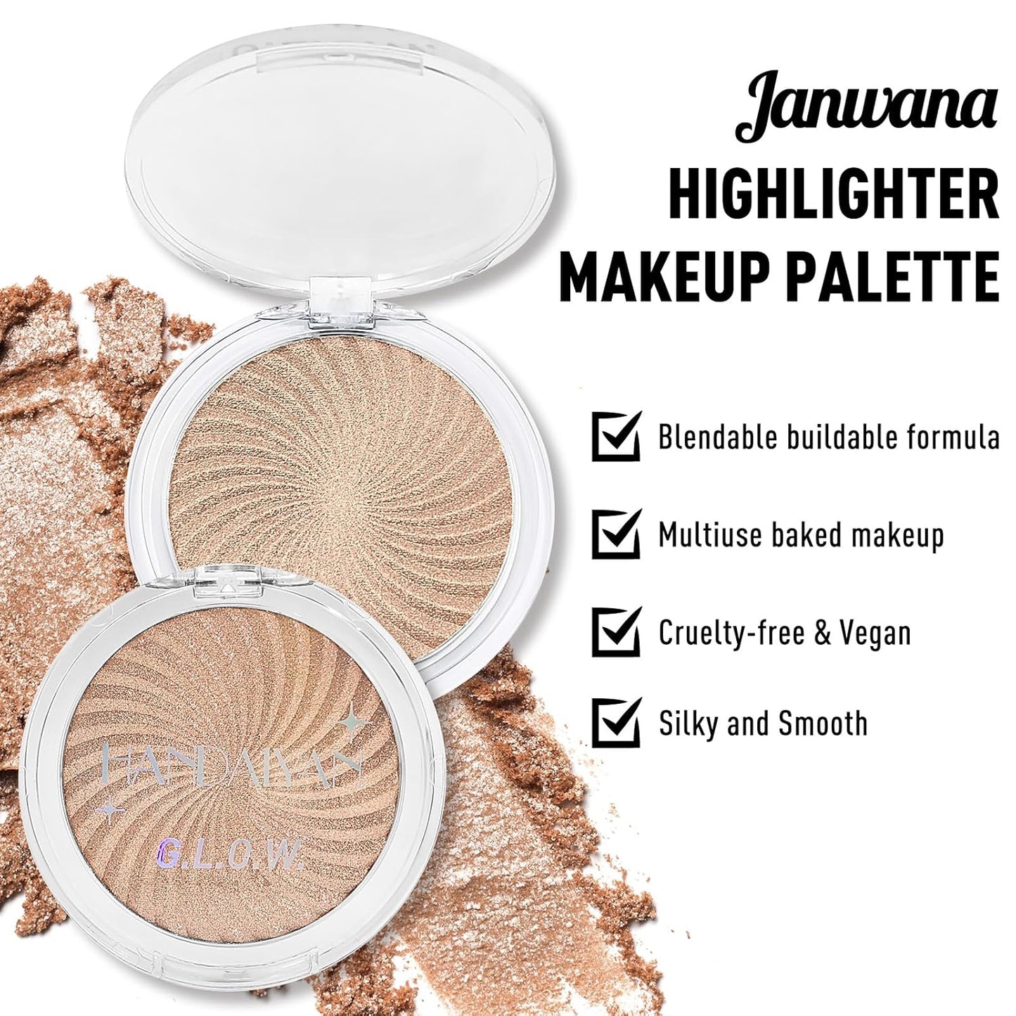Highlighter Makeup Palette Shimmer Face Body Illuminator Glitter Highlighter Makeup Kit Long Lasting Highly Pigmented Highlighters Makeup Palette #3 Sunflower Gold