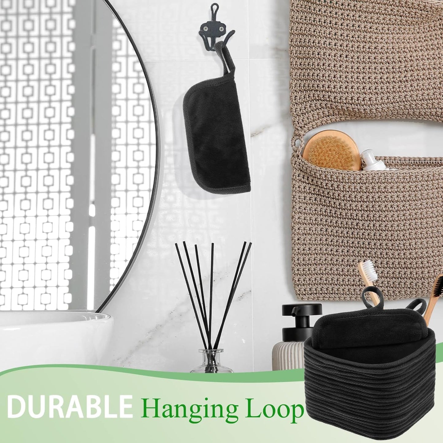 32 Pcs Makeup Remover Pads 5 x 5 Inch Soft Reusable Cloths for Eye Face Cloth Microfiber Washable Makeup Remover Towel Removal Cleaning Cloth for Women(Black)