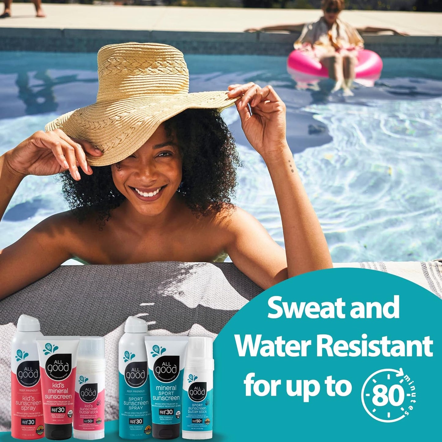 All Good Sports Mineral Sunscreen Butter Stick for Face, Nose, Ears - UVA/UVB Broad Spectrum SPF 50, Coral Reef Friendly, Water Resistant, Zinc Oxide, Coconut Oil, Beeswax, Vitamin E (2.75 oz)(3-pack)