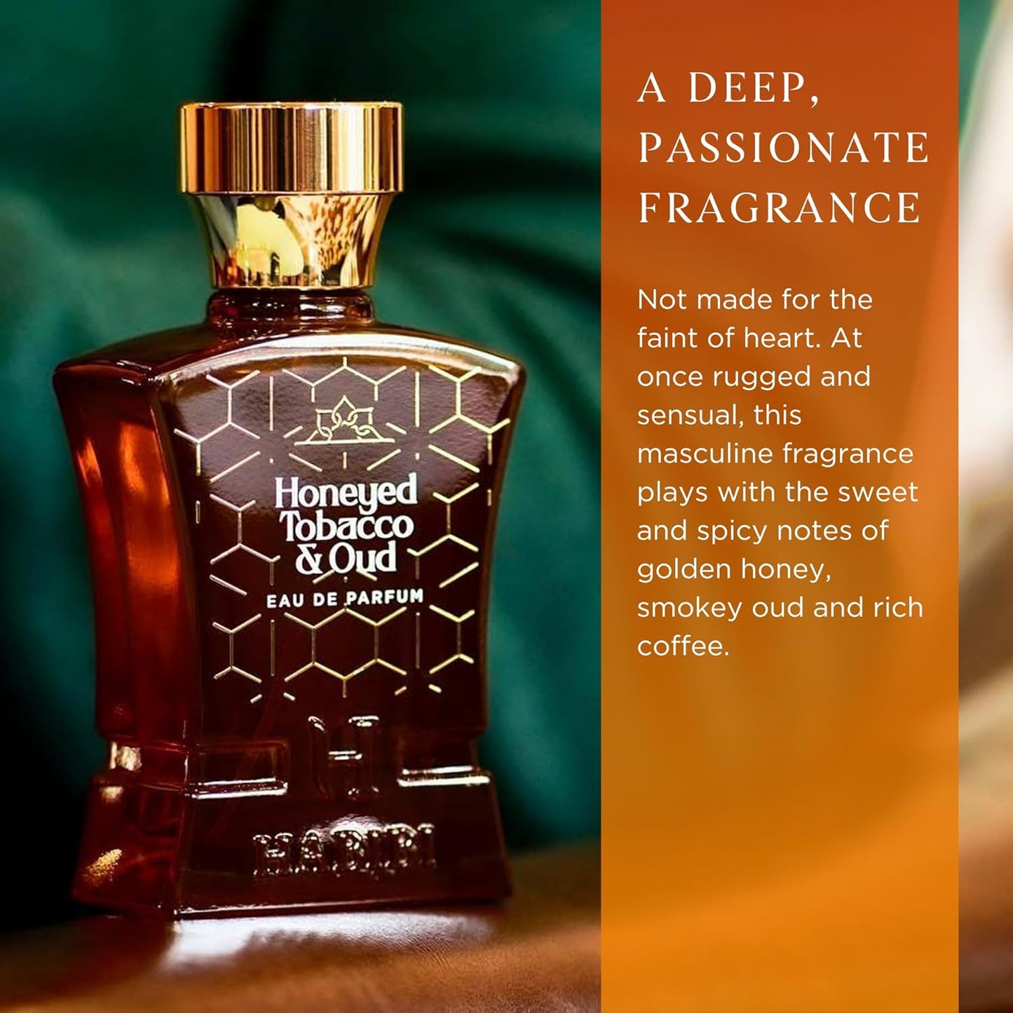 H HABIBI Honeyed Tobacco & Oud Perfume for Men – 2.5 oz (75ML) Long Lasting Arabian Cologne, Sensual Amber Woody Men Perfume, Luxury Fragrance Gift for Special Occasions