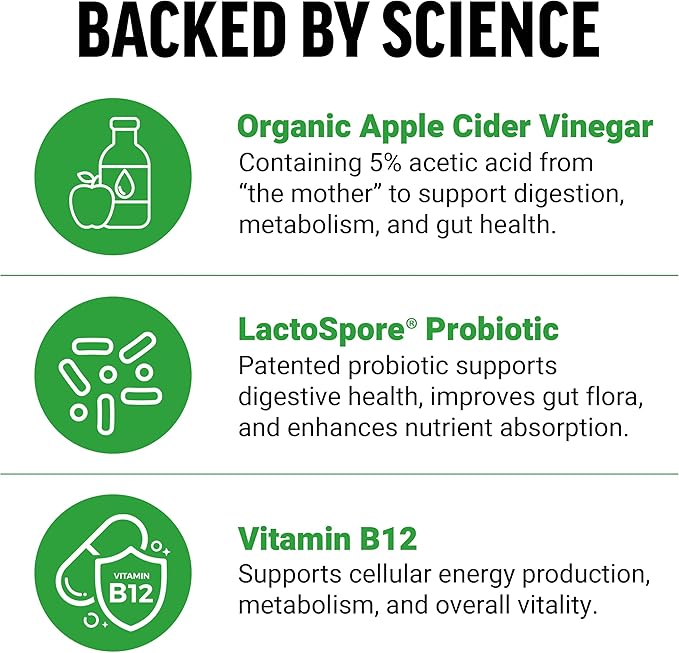 FORCE FACTOR ProbioSlim Apple Cider Vinegar Gummies, 2-Pack, with Organic Apple Cider Vinegar and LactoSpore Probiotics and Prebiotics to Support Digestion, Metabolism, and Immune Health, 120 Gummies