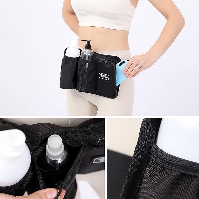 Massage Bottle Bag Massage Therapist Holster Massage Lotion Holster Massage Oil Holster(YR-3KD-Black)