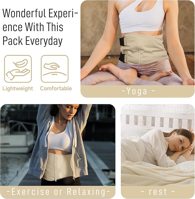 Langsprit Organic Cotton Castor Oil Pack Wrap - Reusable Castor Oil Pads Pack Compress for Liver & Stomach Detox - Beige