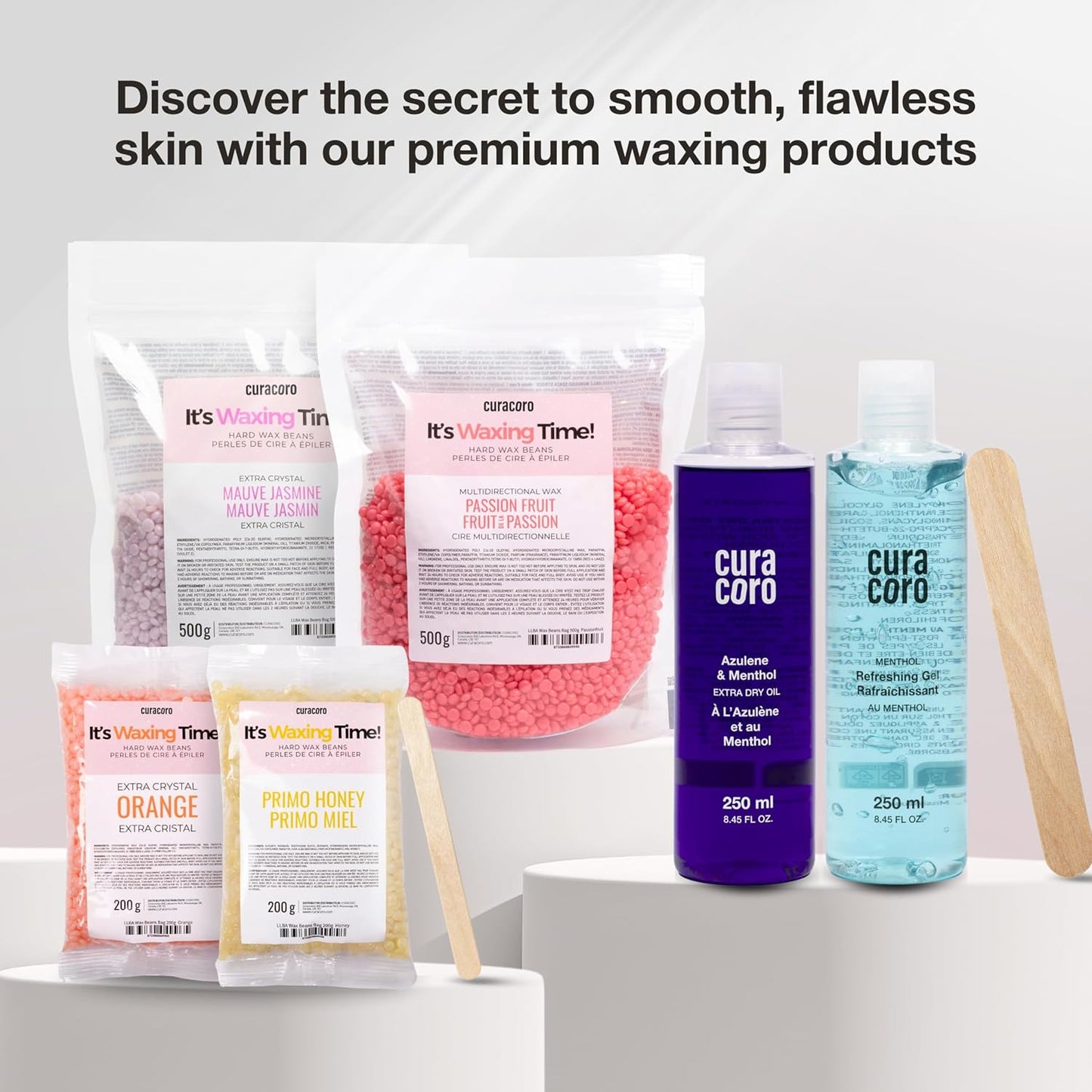 Curacoro Waxing Spatula Sticks 50 Pcs – Natural Birch Wood for Eyebrow, Lip, Nose & Body Hair Removal – Esthetician Supplies for Spa & Home Use (Small Size)