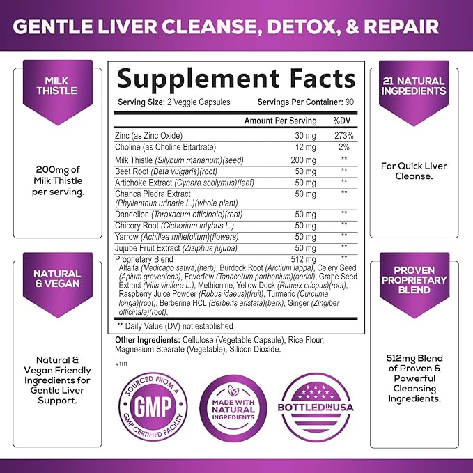 Gentle Liver Cleanse Detox & Repair Formula 180 Capsules