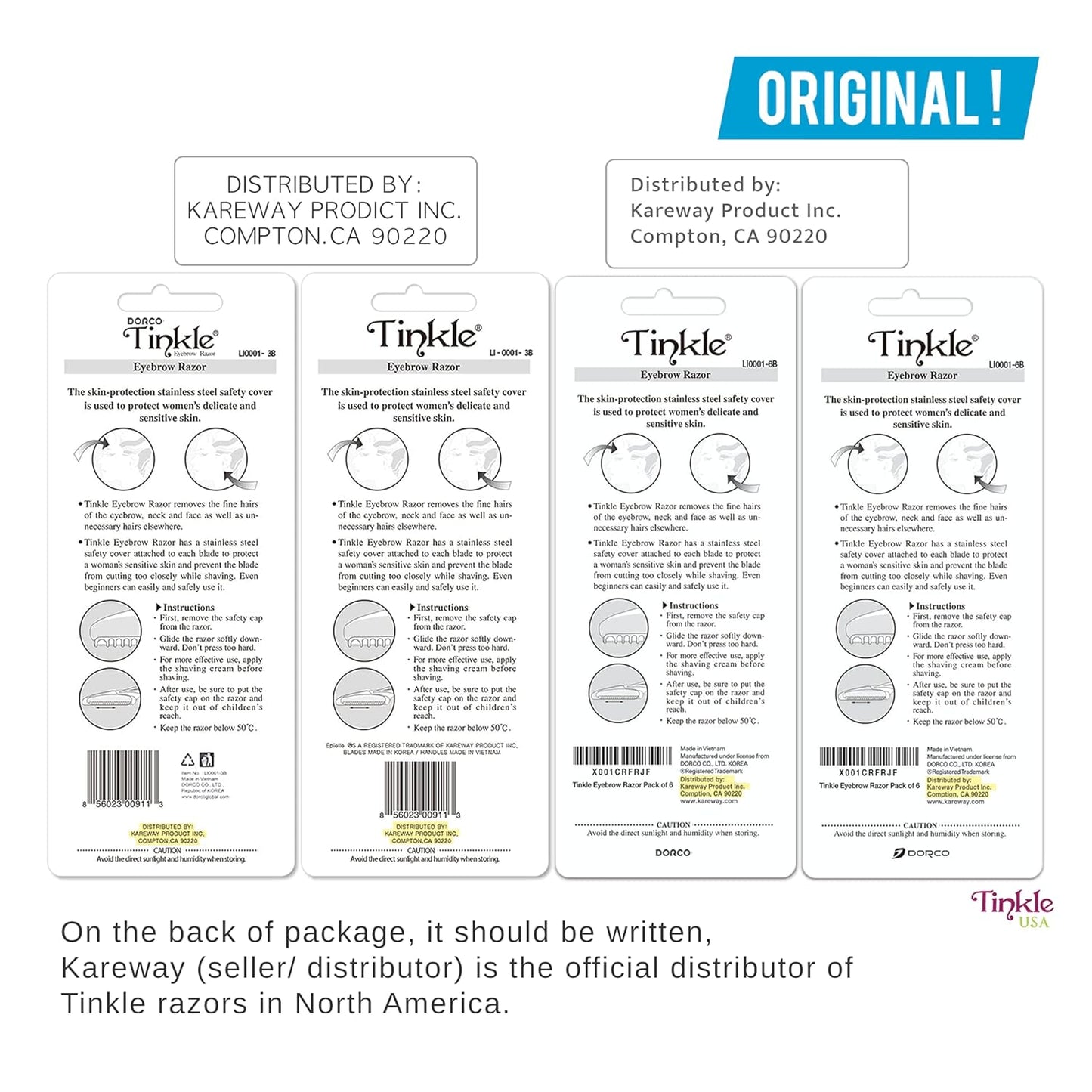 Tinkle Dermaplaning Tool 9ct, Dermaplane Razor for Women, Safe and Easy Peach Fuzz Remover, Eyebrow Trimmer with Protective Cover (3 Packs of 3)