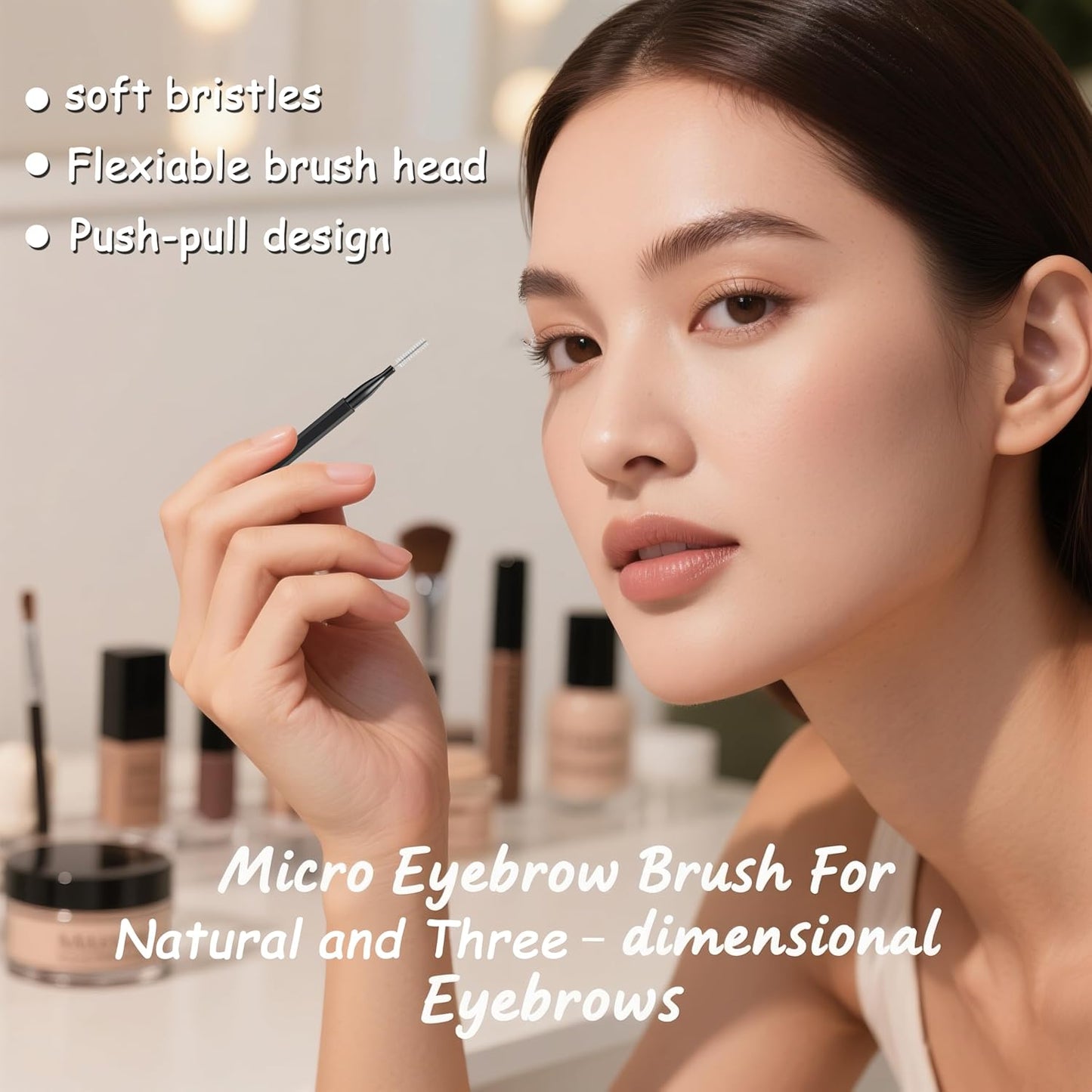 40Pcs Micro Eyebrow Brush with Cap, Brow Lamination Brush Spoolies for Eyelash & Brow, Lash Filler & Lift Tool, Tint Brushes for Brows and Lashes, Eyelash Extensions Comb