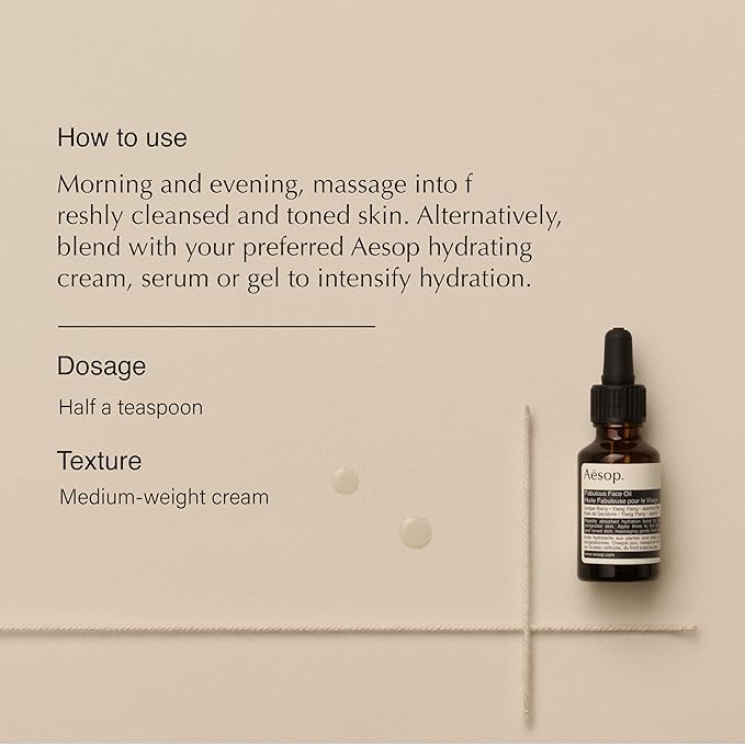 Aesop Fabulous Face Oil | Hydrating Formula to Soften, Purify, and Balance Skin | Boosted with Botanicals | 0.8 oz / 25mL