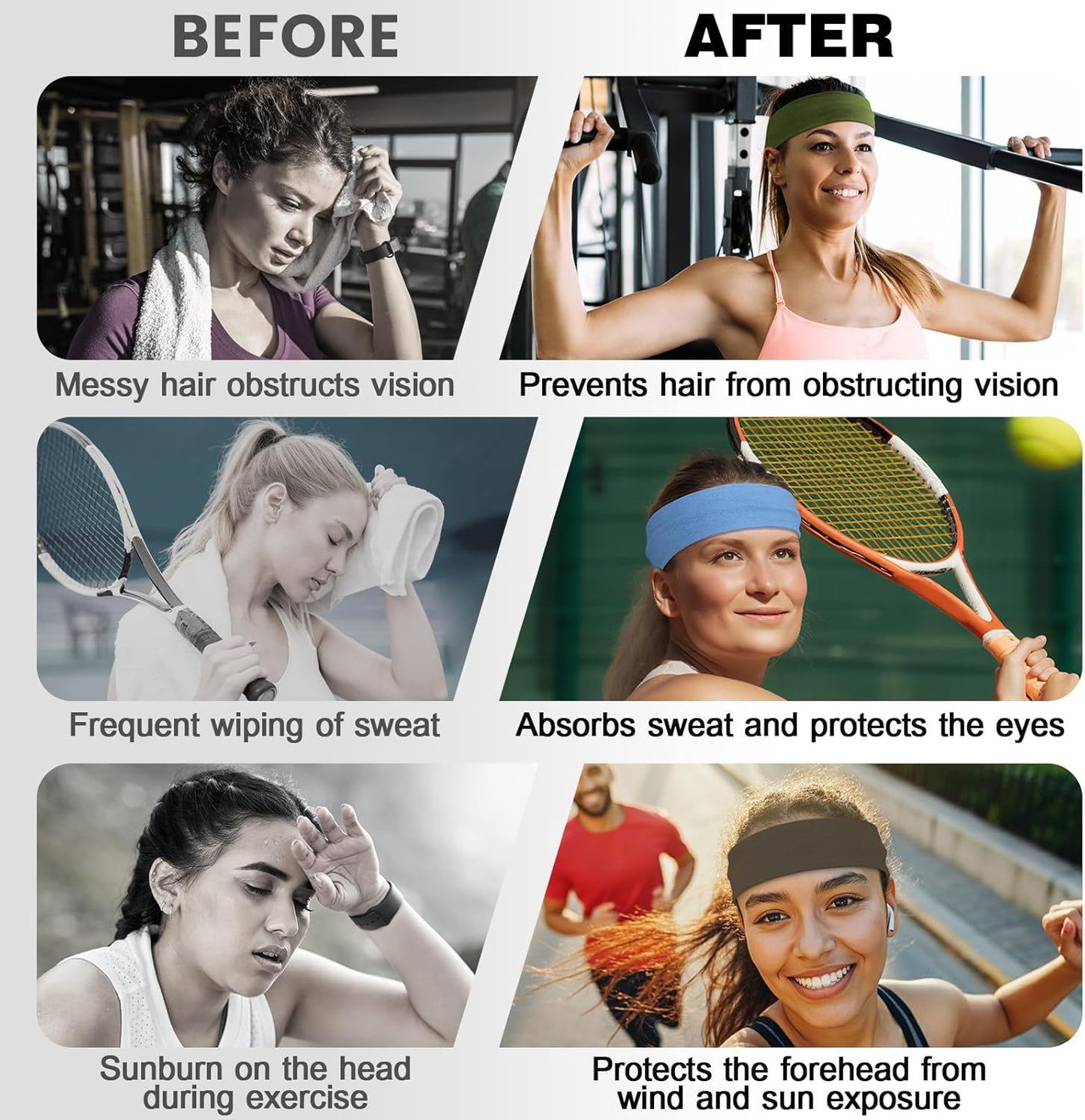 10 PCS Headbands for Women - Fashion Non Slip Cotton Headbands for Women and Men Perfect for Sports and Outdoor Activities in Summer,Including Running, Yoga, Cycling, Gym Workouts