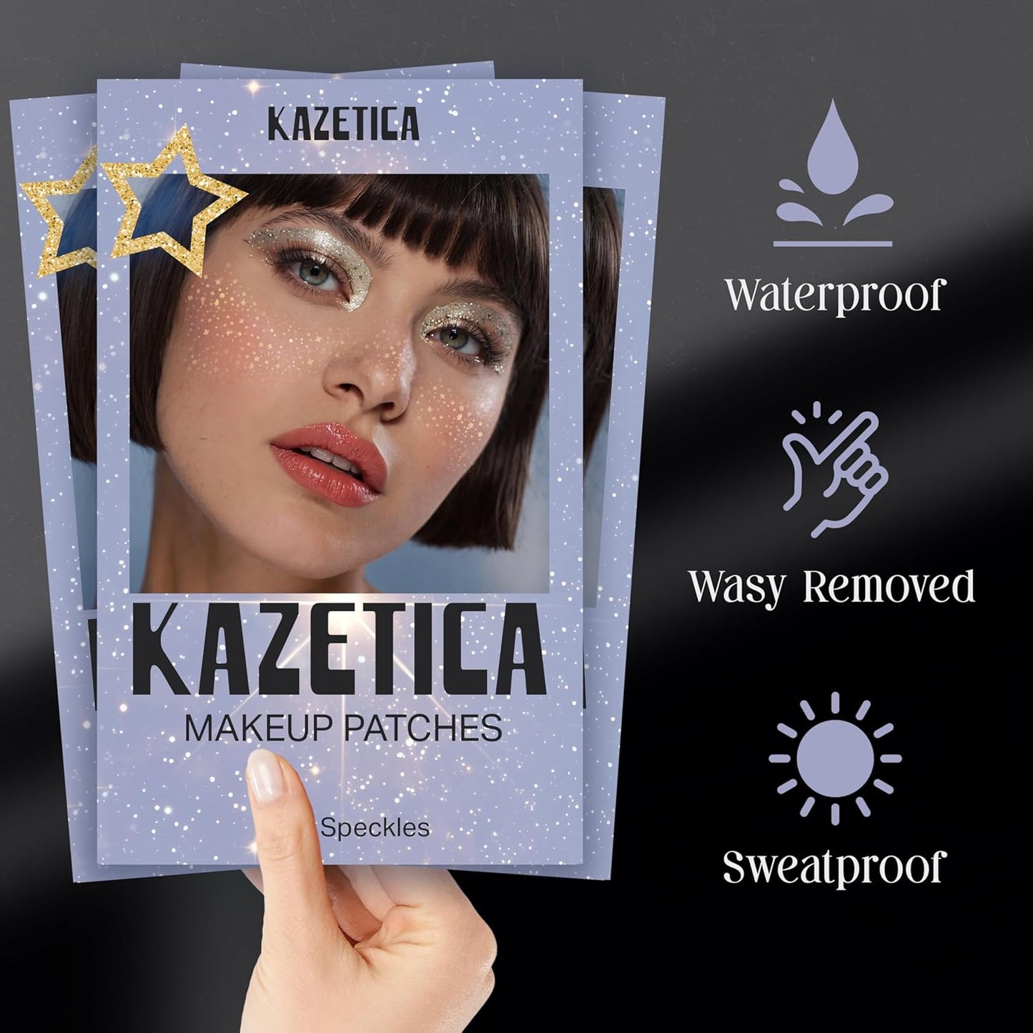 Glitter Freckles Face Tattoo, 10 Pcs Rose Gold Face Glitter Freckles for Women, Festival Outfits for Women Rave Accessories Fake Tattoos, Sparkle Makeup Patches, Waterproof Speckles Patches