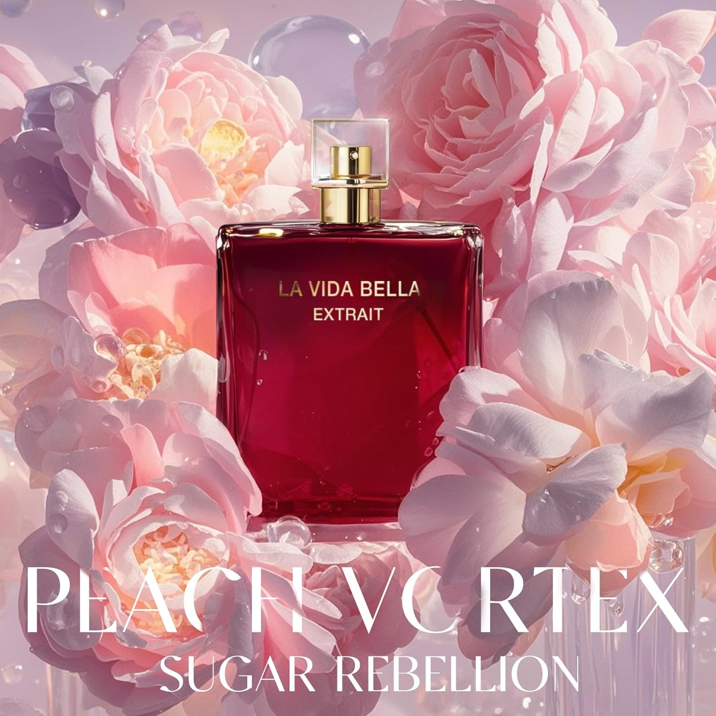 2PCS La Vida Bella EXT Women Perfume 3.4 Fl Oz Eau de Parfum Natural Spray with Raspberry, Violet & Cocoa Butter Scent Best Gift for Women All Day Use