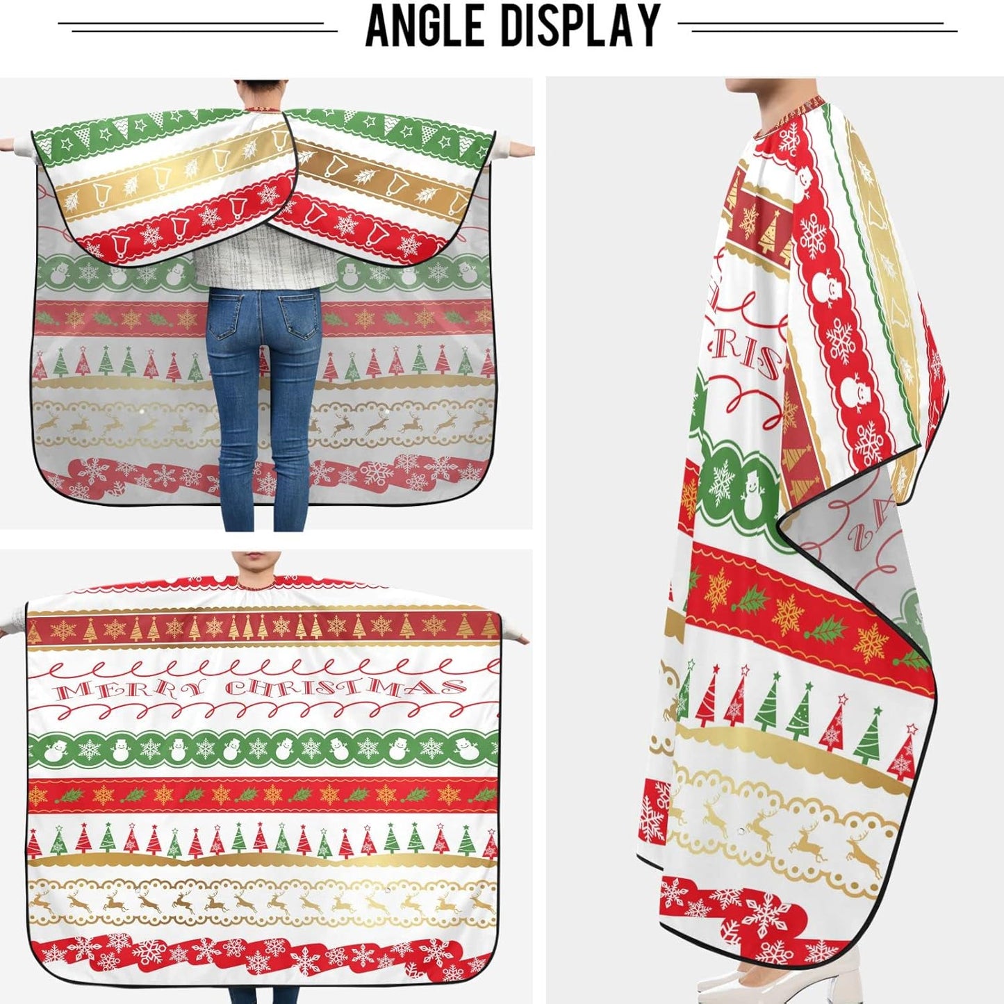 visesunny Barber Cape Christmas Pattern Polyester Hair Cutting Salon Cape Apron Anti-Static Haircut Water-Resistant Shaving Cloth Beard Shaving Bib Hairdressing Cape