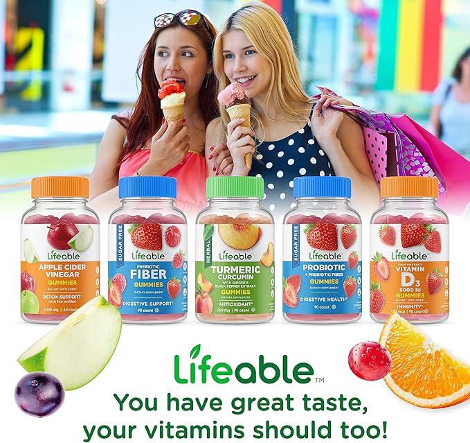 Lifeable Probiotic 2 Billion CFU + Collagen & Biotin, Gummies Bundle - Great Tasting, Vitamin Supplement, Gluten Free, GMO Free, Chewable Gummy