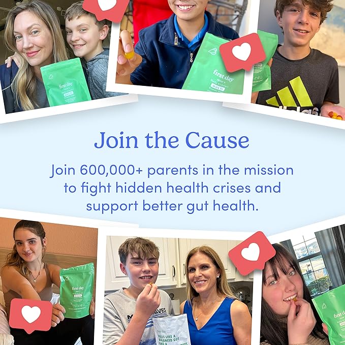 FIRST DAY Teens’ Gut Sustainer Tribiotic Gummies – 3-in-1 Prebiotic, Probiotic & Postbiotic Supplement – Supports Digestive, Skin, Oral & Immune Health, Nutrient Absorption & Growth – 60-Day Supply