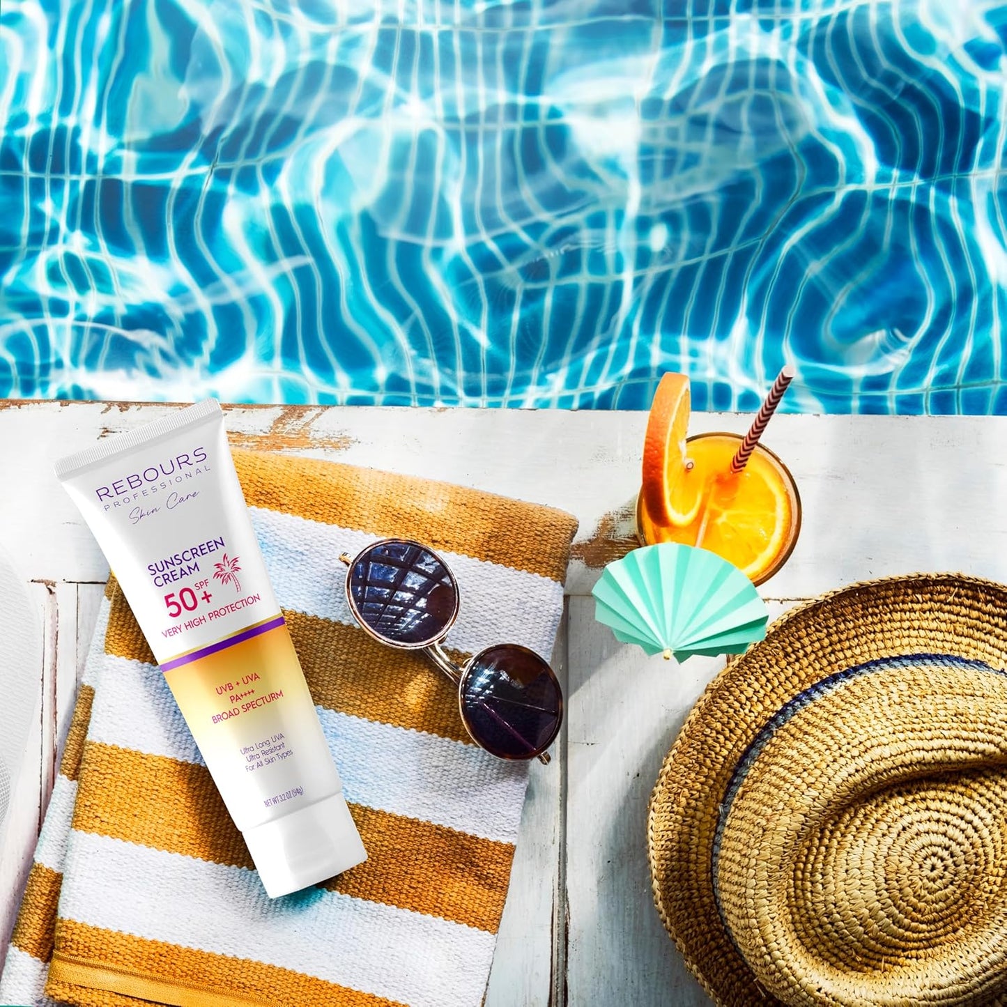 Rebours Facial Sunscreen SPF 50 – Broad Spectrum UVA/UVB High Protection, Fast Absorbing, Lightweight, Non-Greasy, Water-Resistant Face Cream for Daily Use, Suitable for All Skin Types, 3.2 oz