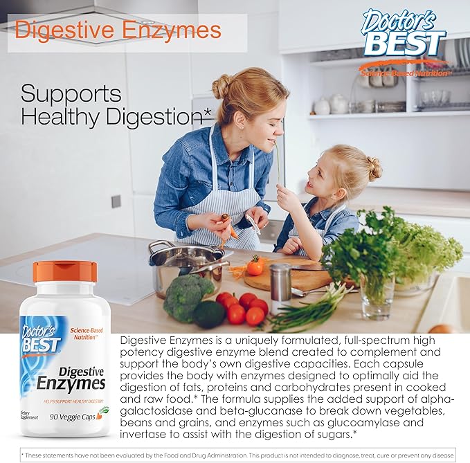 Doctor's Best Digestive Enzymes, Support Healthy Digestion, Optimal Intestinal Health, Non-GMO, Vegetarian 90VC