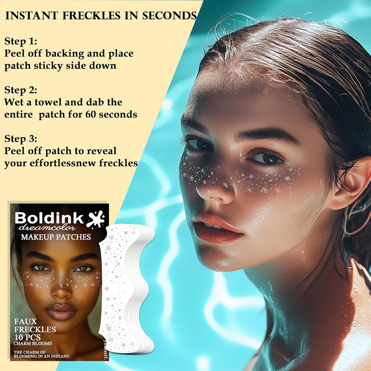 10 Pcs Makeup Patches - Glitter Freckles, Waterproof Face Glitter Speckles, Temporary Face Freckles (Silver Snowflake)