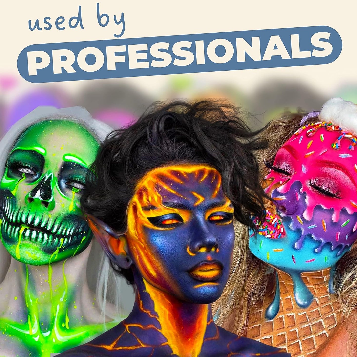 Blue Squid PRO Professional Face Painting Kit - 12 Color Palette with 2 Brushes, Face & Body Paint Kits for Adults & Kids - Safe & Washable SFX Makeup for Parties & Halloween Makeup