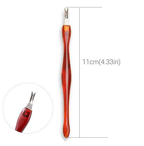 (2 Pack) Cuticle Trimmer Remover Pusher Dead Skin Callus Removal Fork Brown (B)