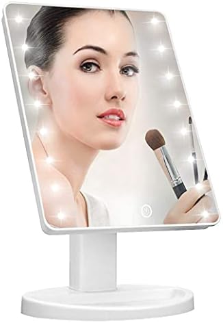 KOOKIN Lighted Vanity Makeup Mirror 16 Led Lights 180 Degree Rotation Lighted Mirror Touch Screen Adjusted Brightness Desk Mirrors USB Dual Supply Bathroom Beauty Cosmetic Mirrors (White)