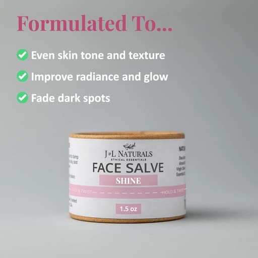 J&L Naturals Sustainable Face Salve Brightening Moisturizer for Dull, Dry Skin | Organic Ingredients, 100% Natural, Eco-Friendly | Cruelty Free, Vegan, Paraben Free (5-Pack)