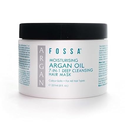 Fossa BEAUTY Moisturizing Argan Oil 7-in-1 Hair Mask | Hair Growth Serum, Shampoo, Conditioner, Detangler, Shine Enhancer & Frizz Reducer | All Hair Types, Colour Safe | 237ml, 8 fl. oz.