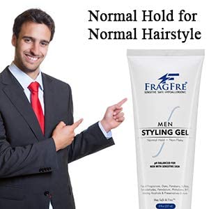 Men Hair Styling Gel Fragrance Free 8 oz - pH Balanced for Men with Sensitive Skins - Not Too Firm or Too Light - Just Normal Hold for Normal Hair Styles - Hypoallergenic (Bumps Be Gone!)