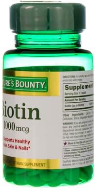Nature's Bounty Energy Health Biotin Coated Tablets, 1000 mcg, 100 Ct (1 Pack)