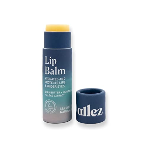 Allez Outdoor Vegan Lip & Eye Balm, Plant-Based Formula with Shea Butter, Jojoba Oil & Algae Extract for Skin Hydration & Protection, Sea Salt/Kelp Scent, 6-Pack
